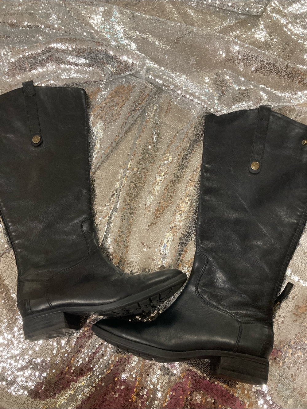 Sam Edelman Black Leather Penny Riding Boot Size 7.5 - Picture 7 of 14
